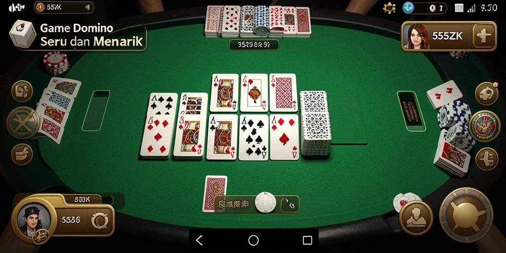 Tangkapan layar utama 555ZK menampilkan serunya gameplay Domino.