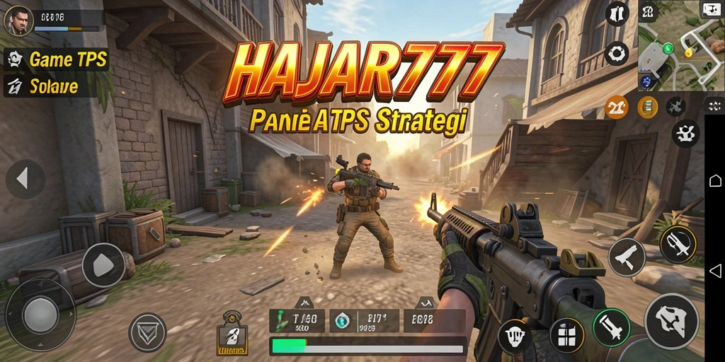 Screenshot gameplay menegangkan dari HAJAR777 dengan aksi tembak-menembak.