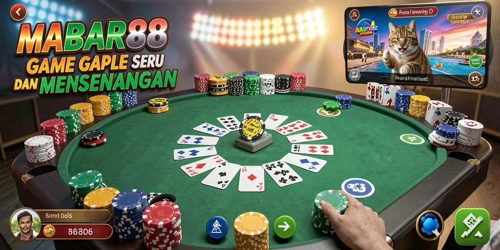 Screenshot utama MABAR88 memperlihatkan permainan Gaple yang menyenangkan.