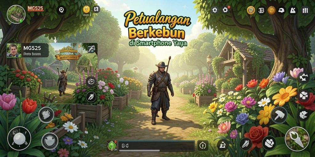 Screenshot gameplay MG525 menampilkan pengelolaan kebun yang seru dan interaktif.