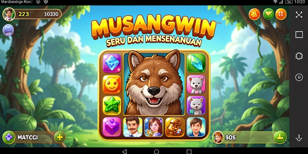 Screenshot gameplay <strong>MUSANGWIN</strong> yang menunjukkan keseruan permainan Match-3.